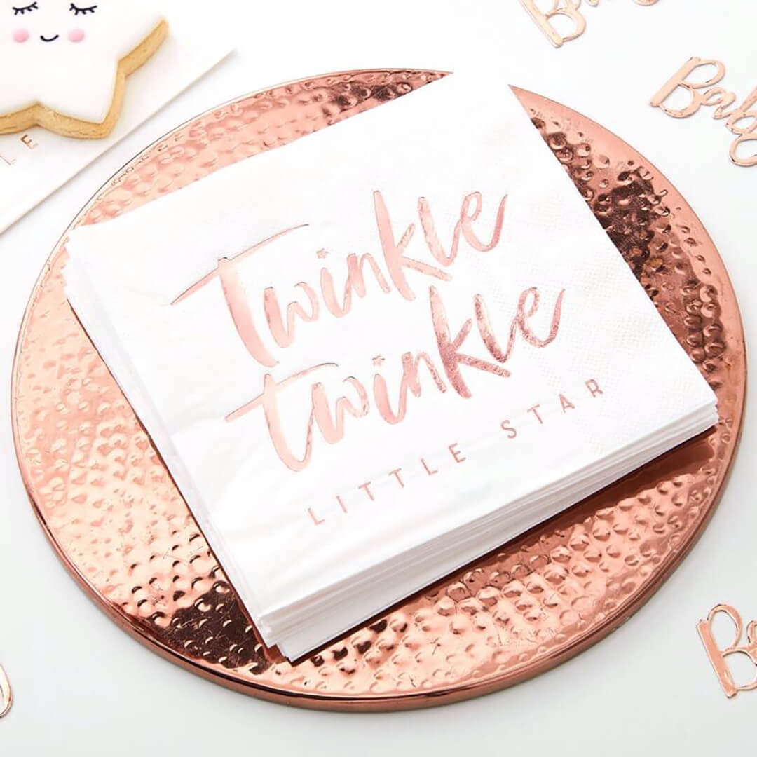 Rose Gold Twinkle Twinkle Baby Shower Napkins - bubblegum market