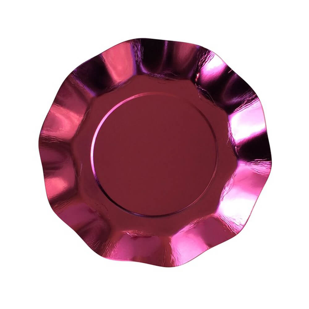 Shiny Metallic Pink Ruffle Plates 7.75" - bubblegum market