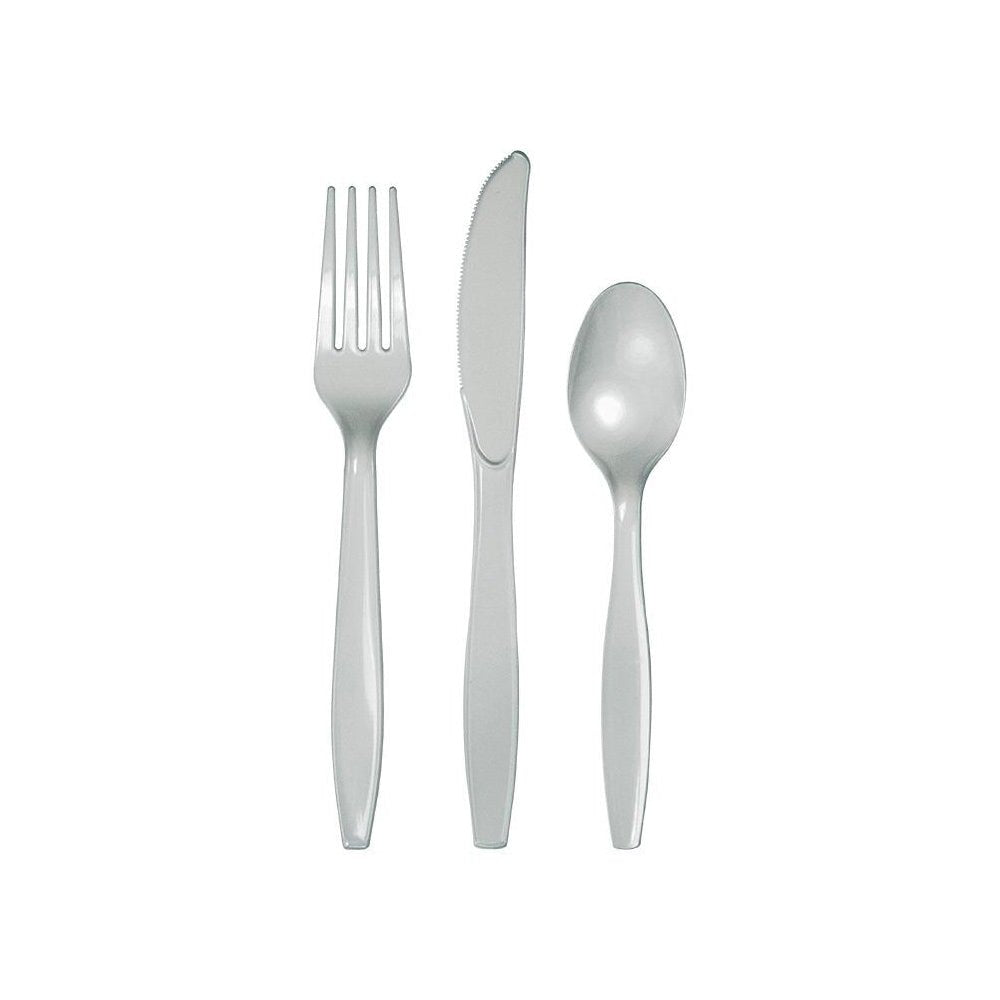 Silver Plastic Cutlery Set 24ct - bubblegum market