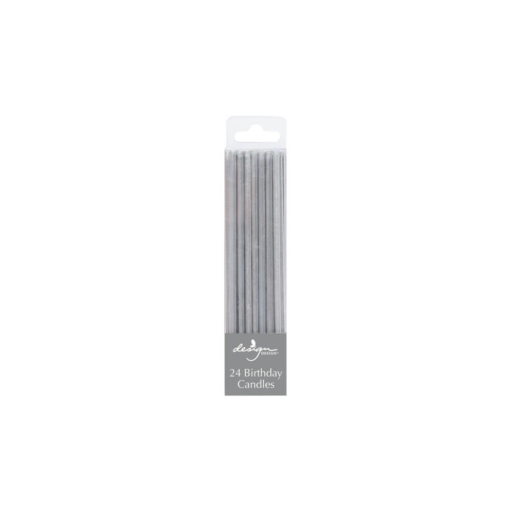 Silver Shimmery Skinny Birthday Candles - bubblegum market