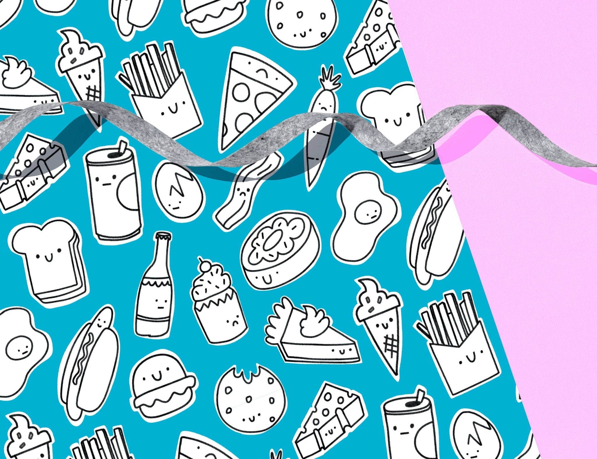 Snack Time Wrapping Paper Sheets (Roll of 3) - bubblegum market