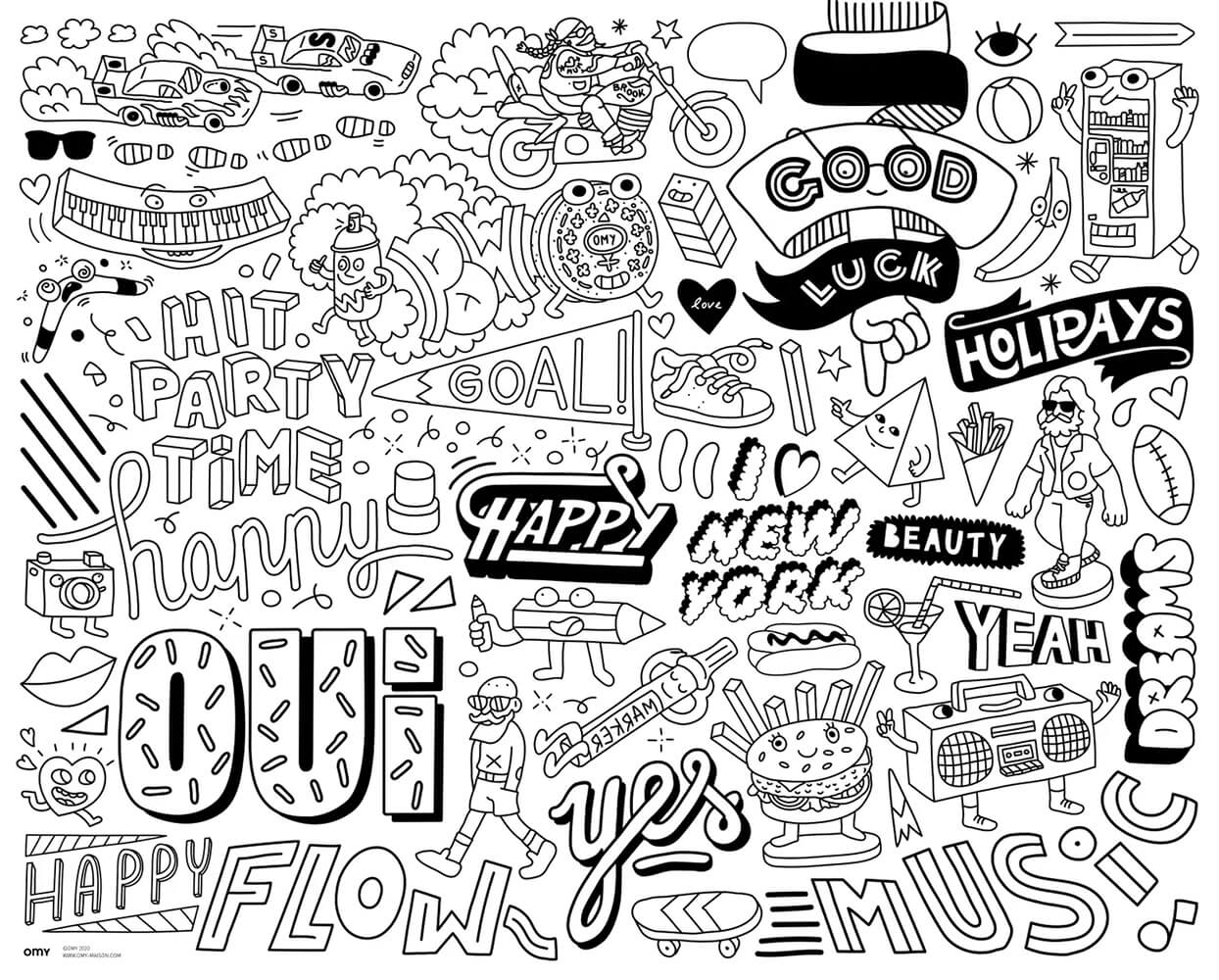 Street Art Coloring Pocket Poster - bubblegum market