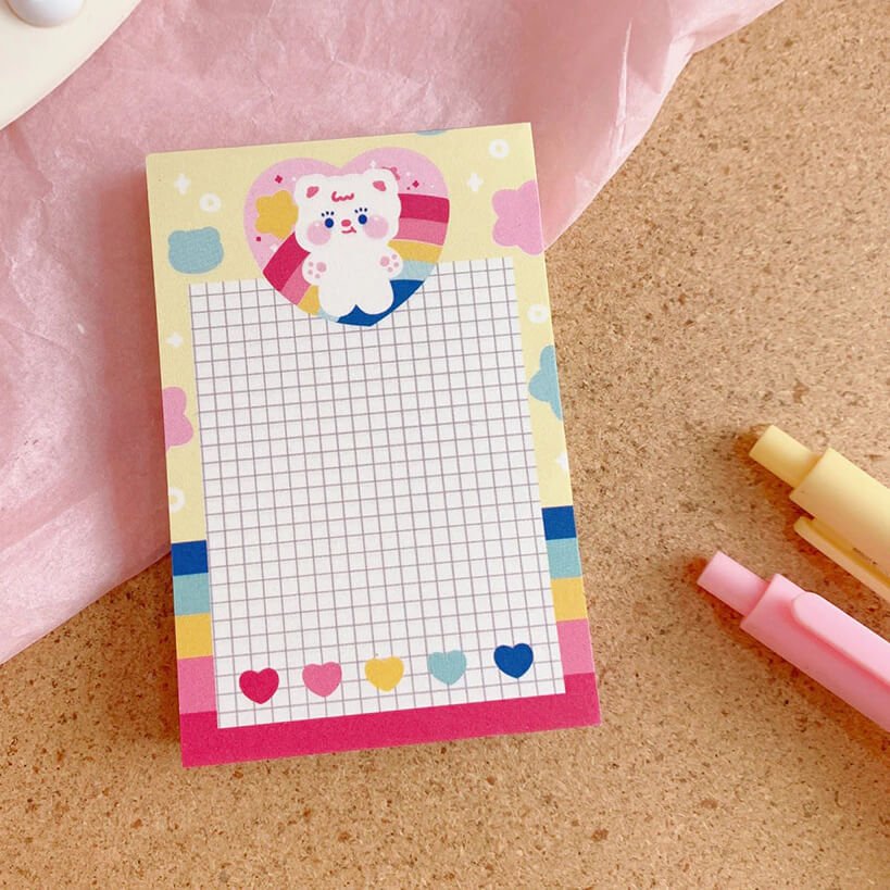 Super Kawaii Rainbow Memo Pad - bubblegum market