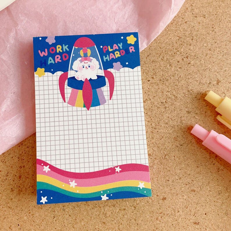 Super Kawaii Rainbow Memo Pad - bubblegum market