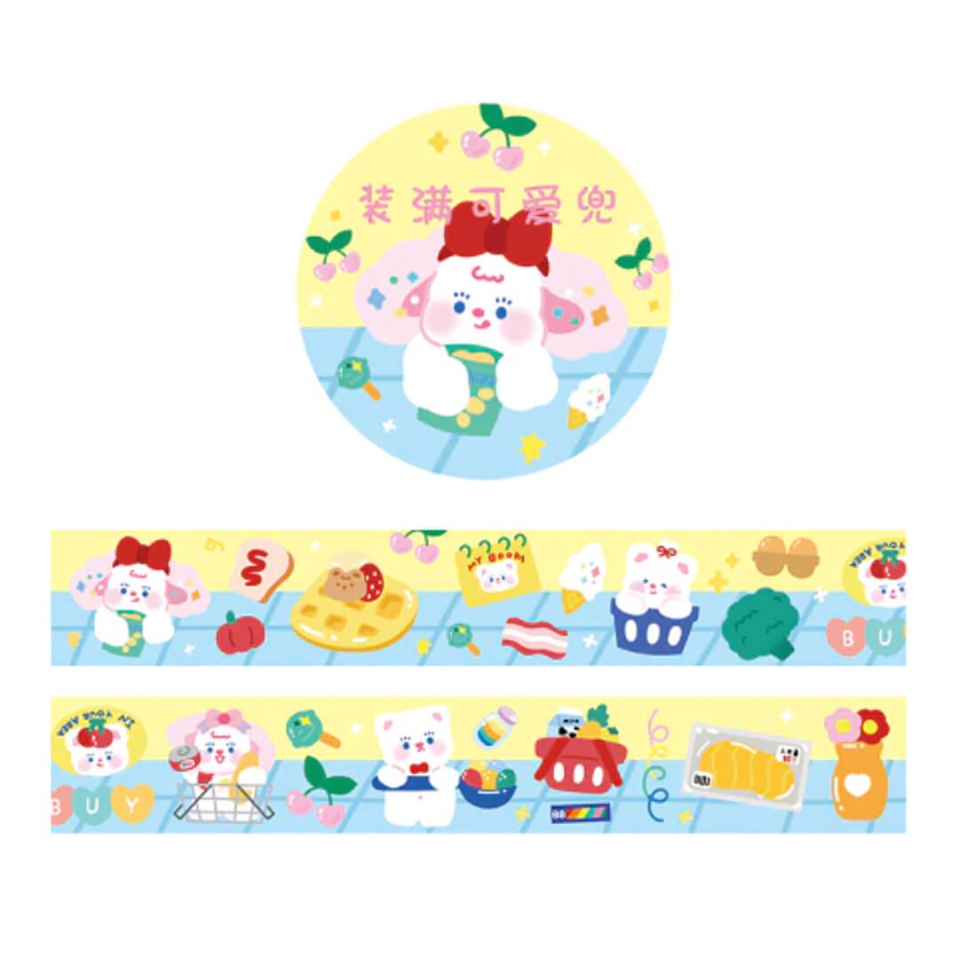 Supermarket Rainbow Bears Plastic Washi Tape - bubblegum market