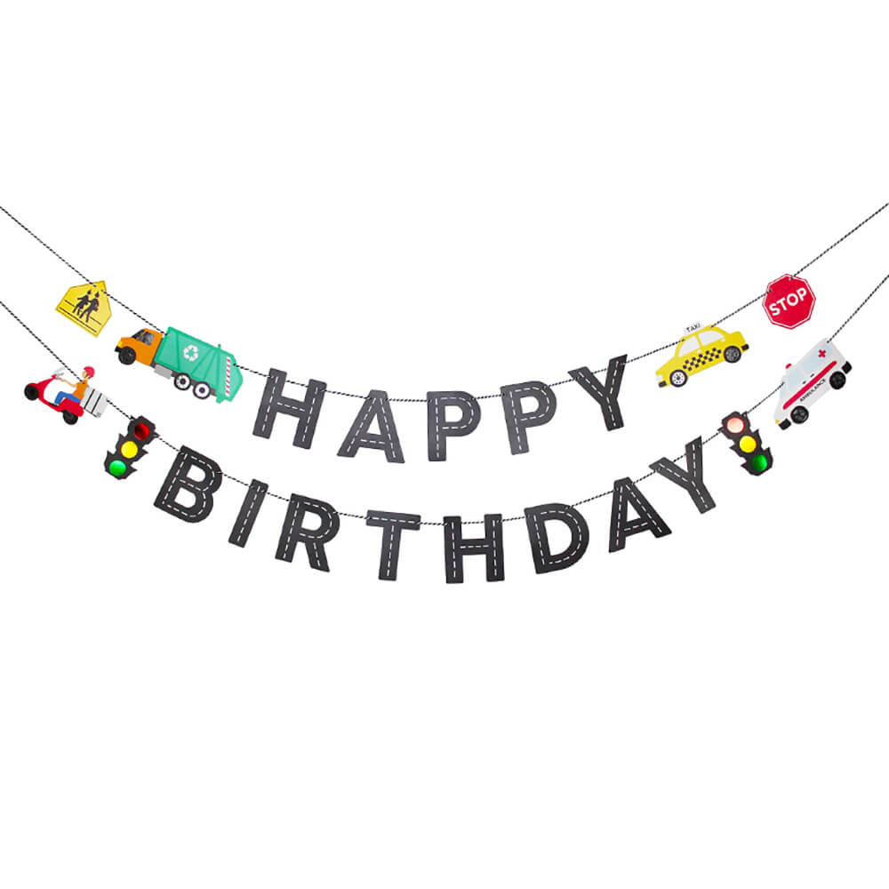 Transportation Party Birthday Banner - bubblegum market