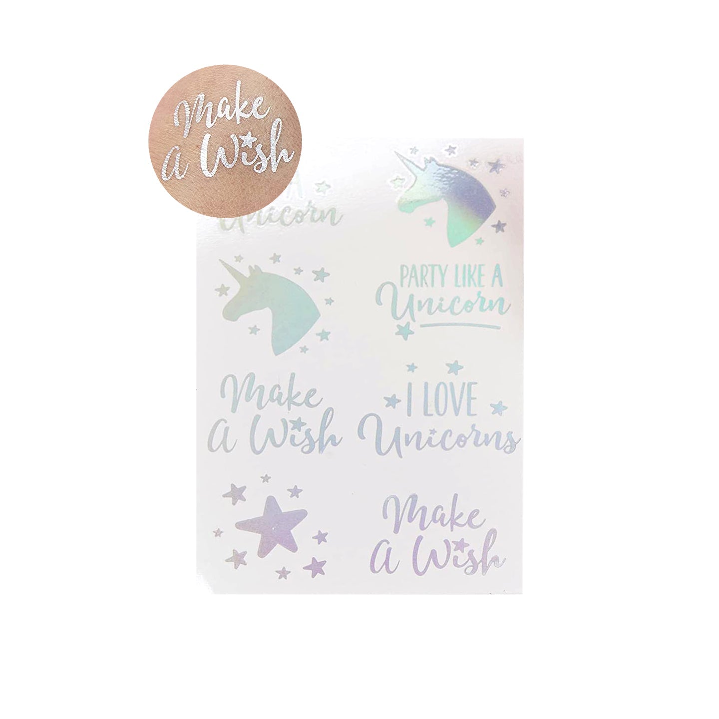 Unicorn Party Iridescent Foil Temporary Tattoos - bubblegum market