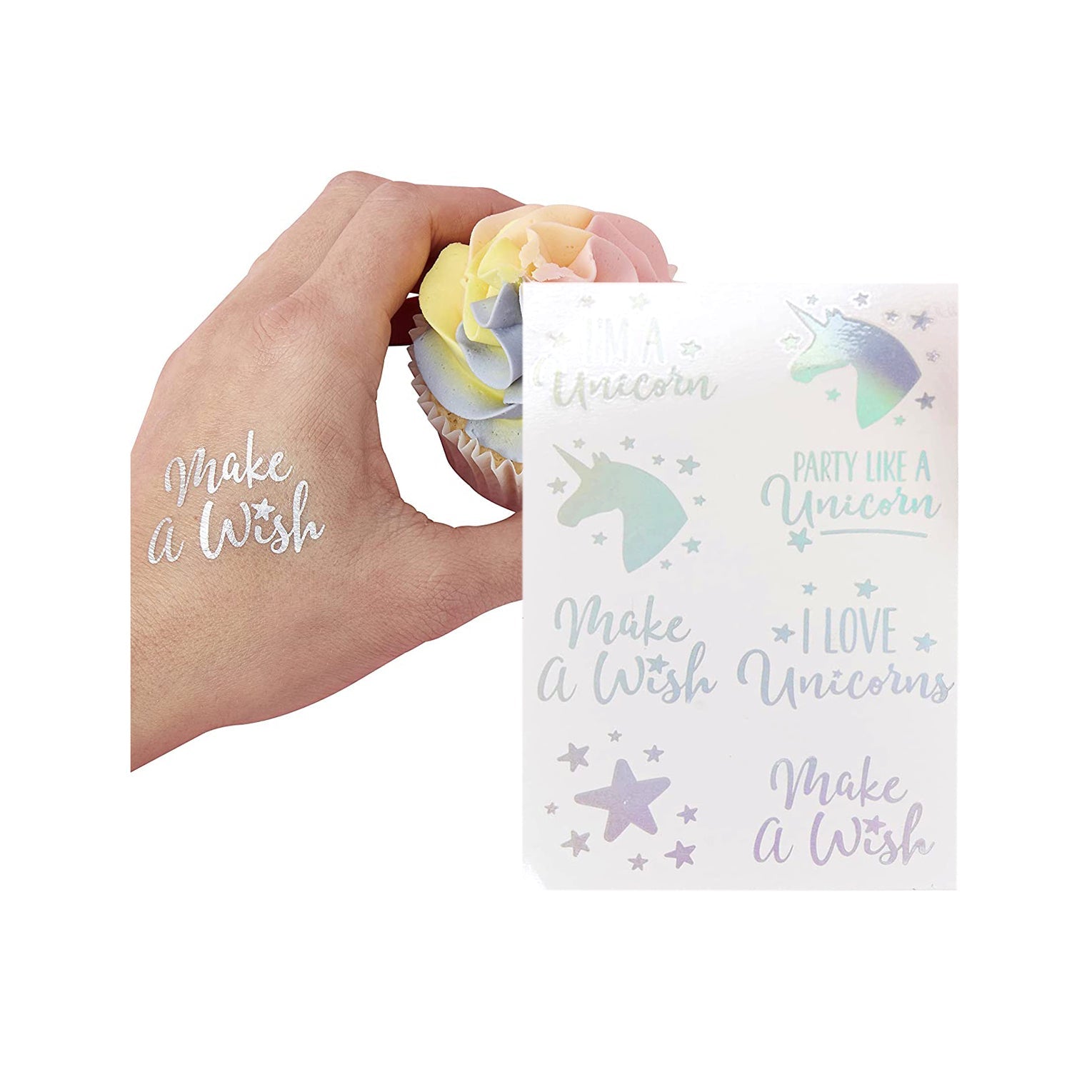 Unicorn Party Iridescent Foil Temporary Tattoos - bubblegum market