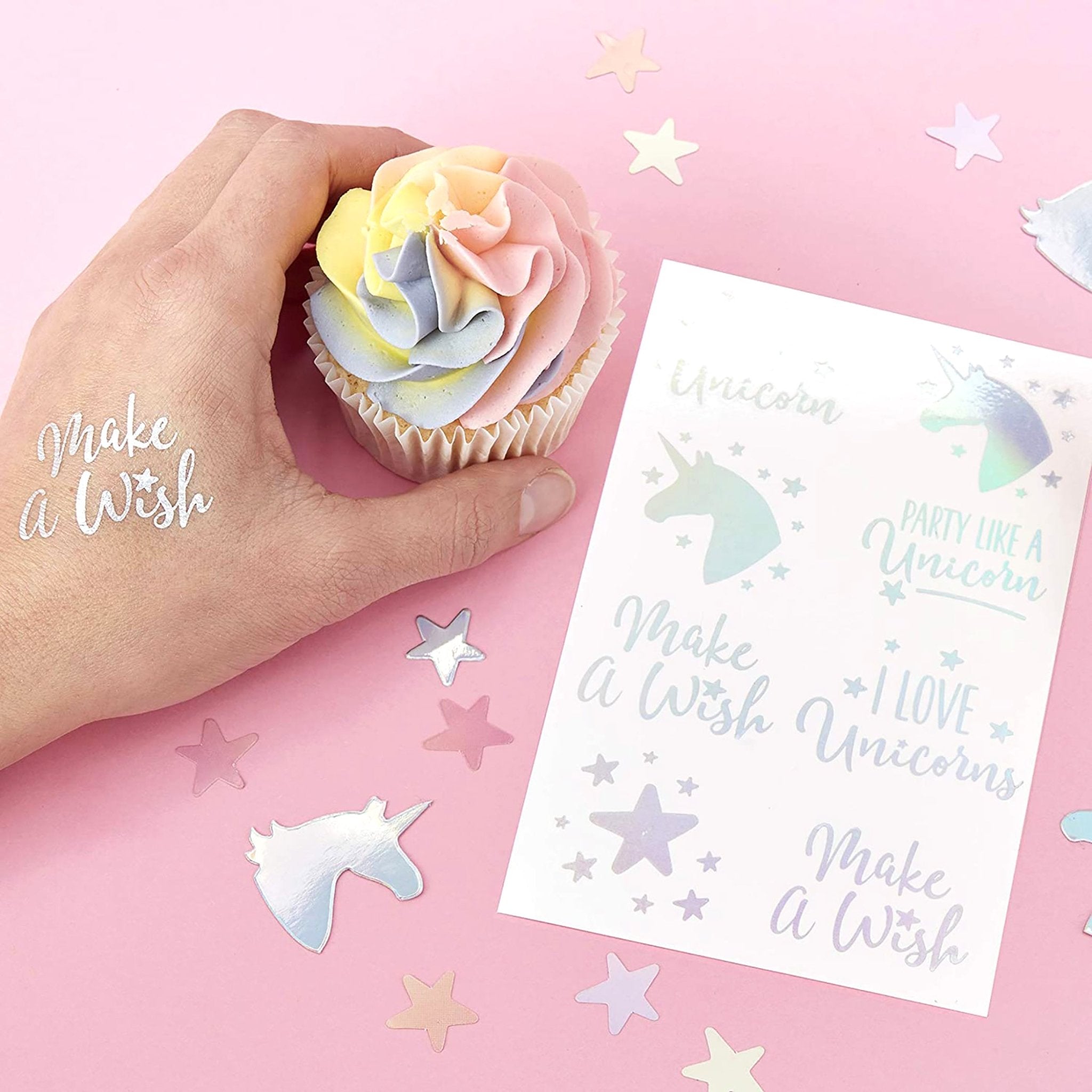 Unicorn Party Iridescent Foil Temporary Tattoos - bubblegum market