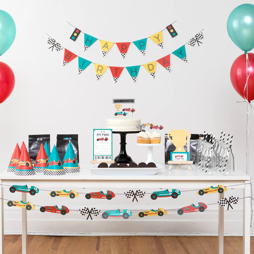 Vintage Race Car Birthday Banner - bubblegum market
