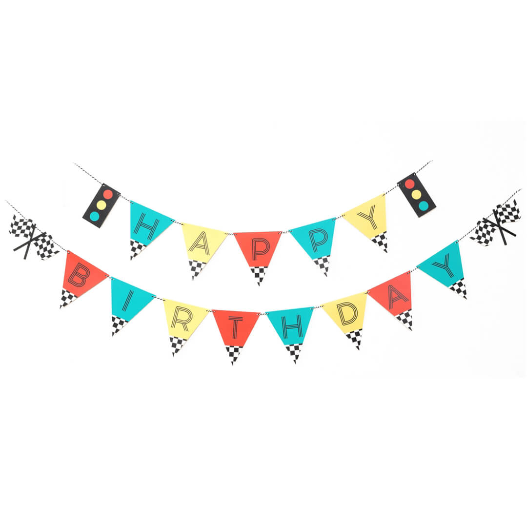Vintage Race Car Birthday Banner - bubblegum market