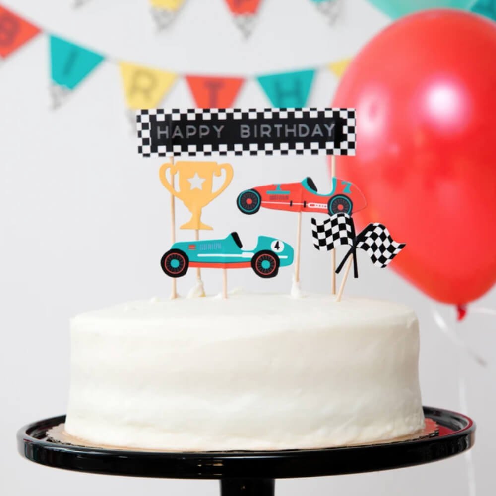 Vintage Race Car Cupcake Toppers & Wrappers - bubblegum market