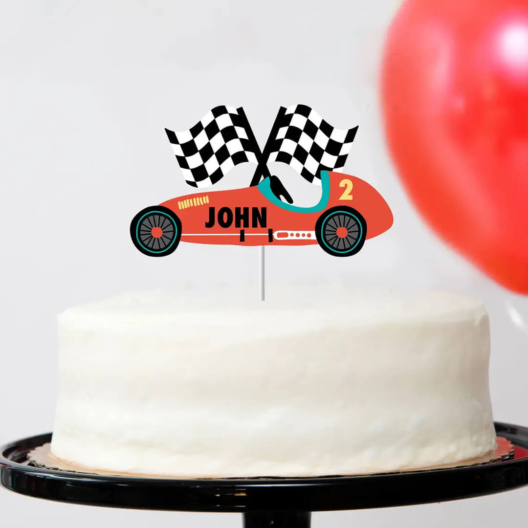 Vintage Race Car Customizable Cake Topper - bubblegum market