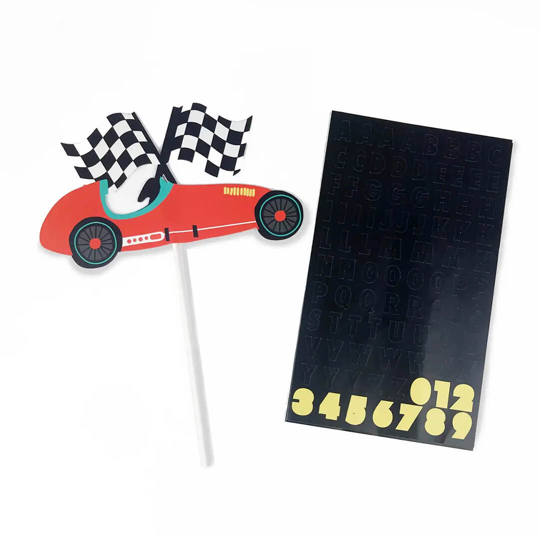 Vintage Race Car Customizable Cake Topper - bubblegum market