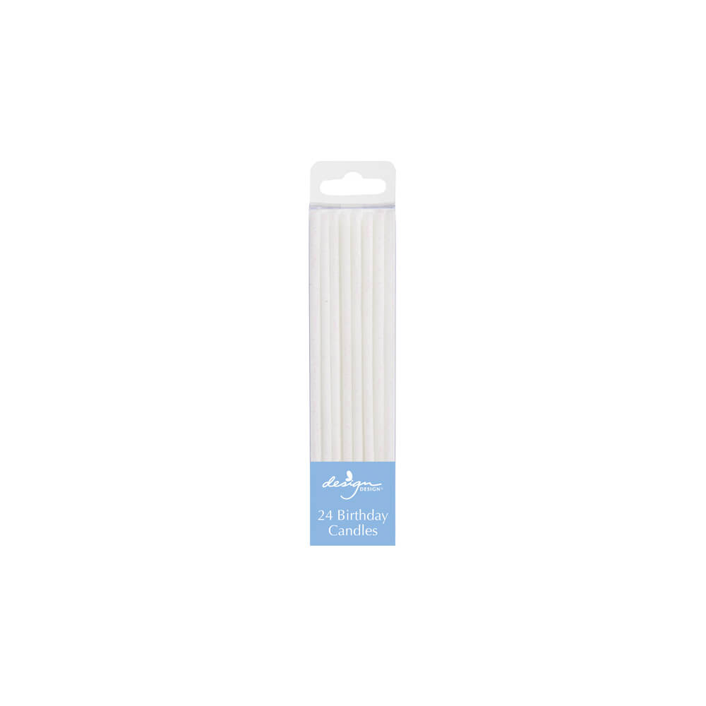 White Sparkle Skinny Birthday Candles - bubblegum market