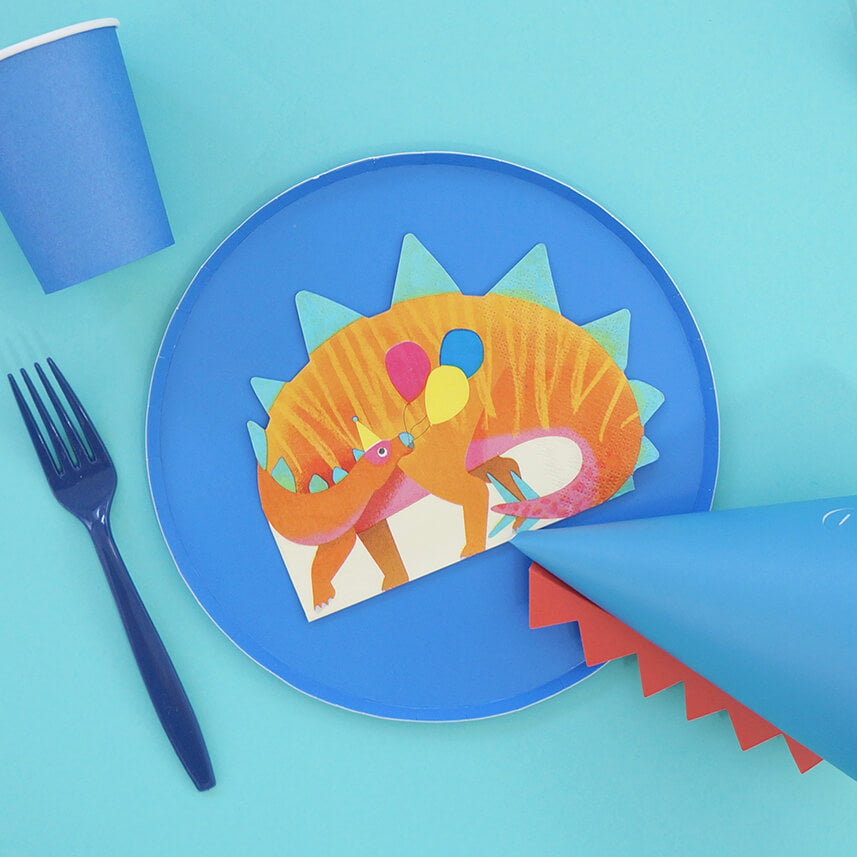 Blue-Dinosaur-Themed-Birthday-Party-Place-Setting