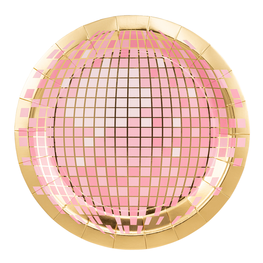 Pink Disco Ball Paper Plates 9"