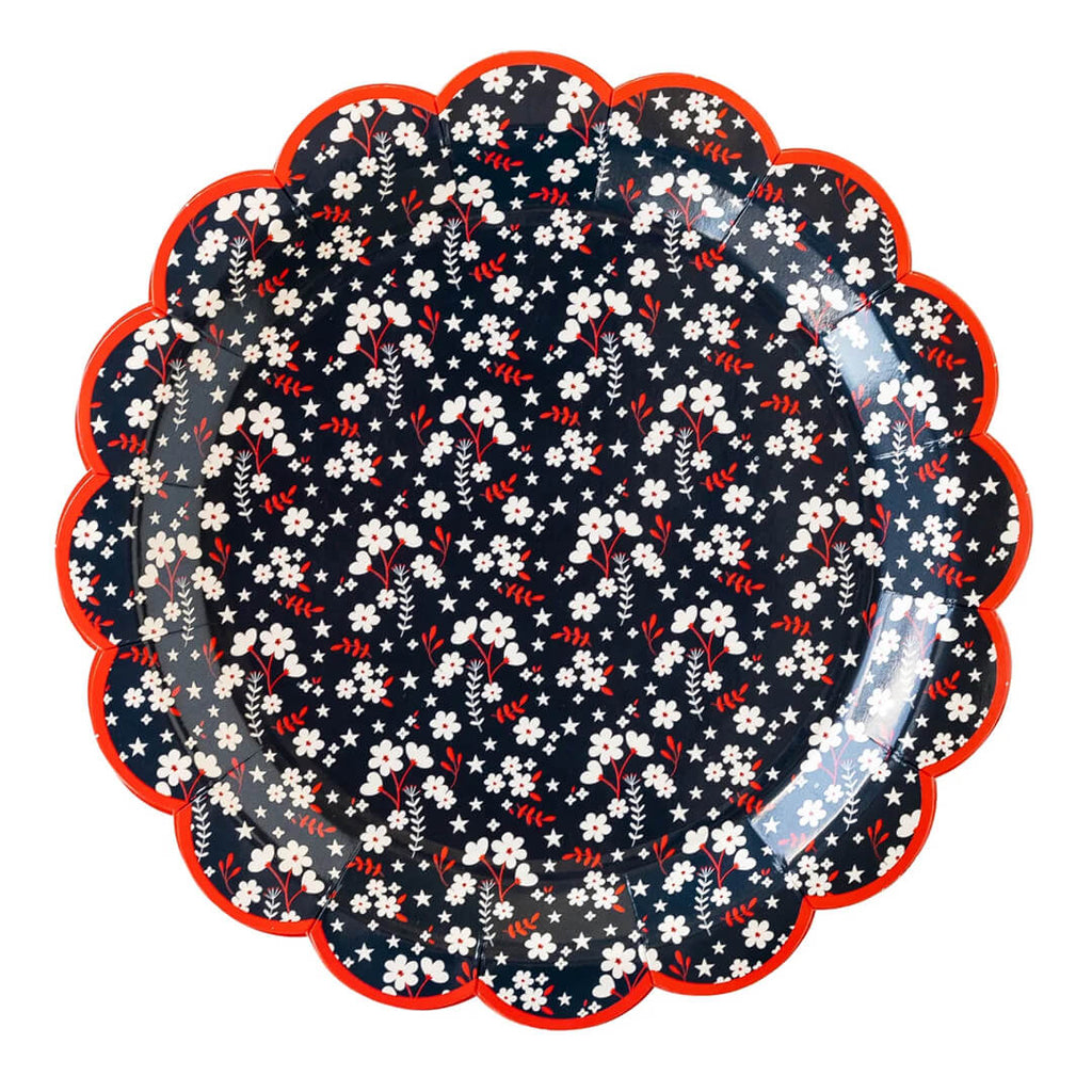 4th-of-july-party-large-liberty-floral-paper-plates-red-white-navy-blue-ditsy-flowers-and-stars-pattern-memorial-day-summer-party