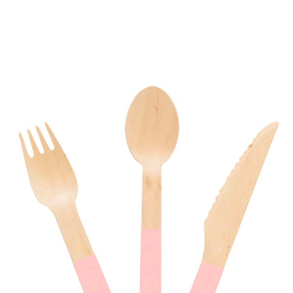 Pastel Pink Wooden Cutlery