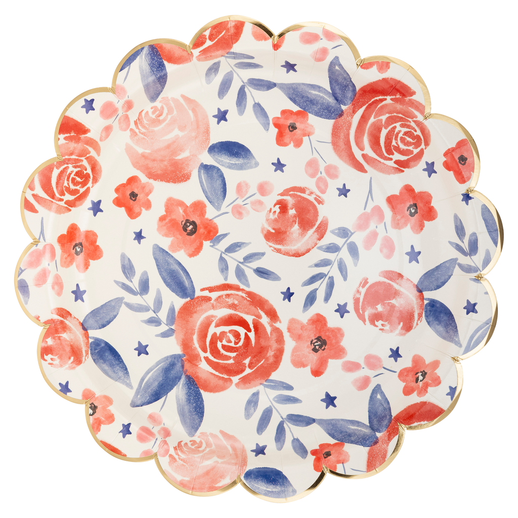 Watercolor Floral Paper Plates 10"