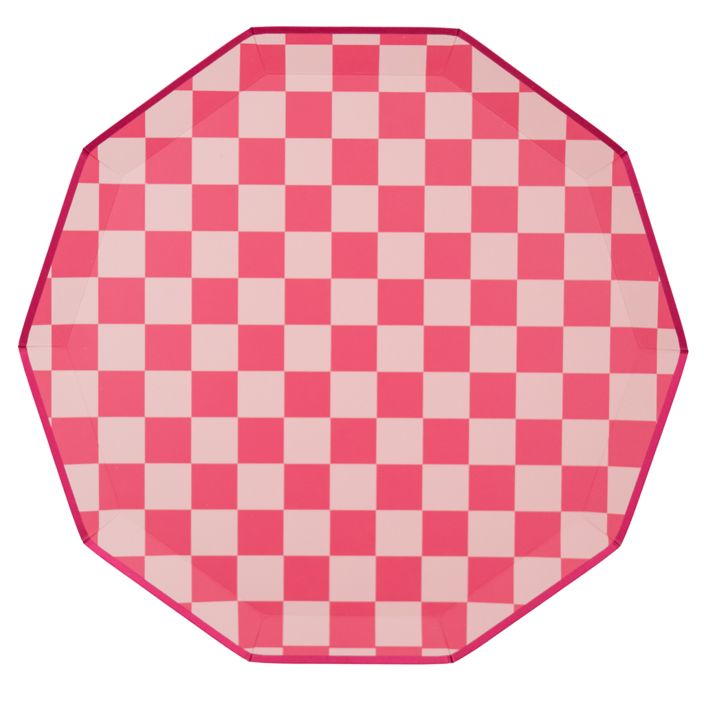 Pink Checkered Signature Dinner Plates 10.75"