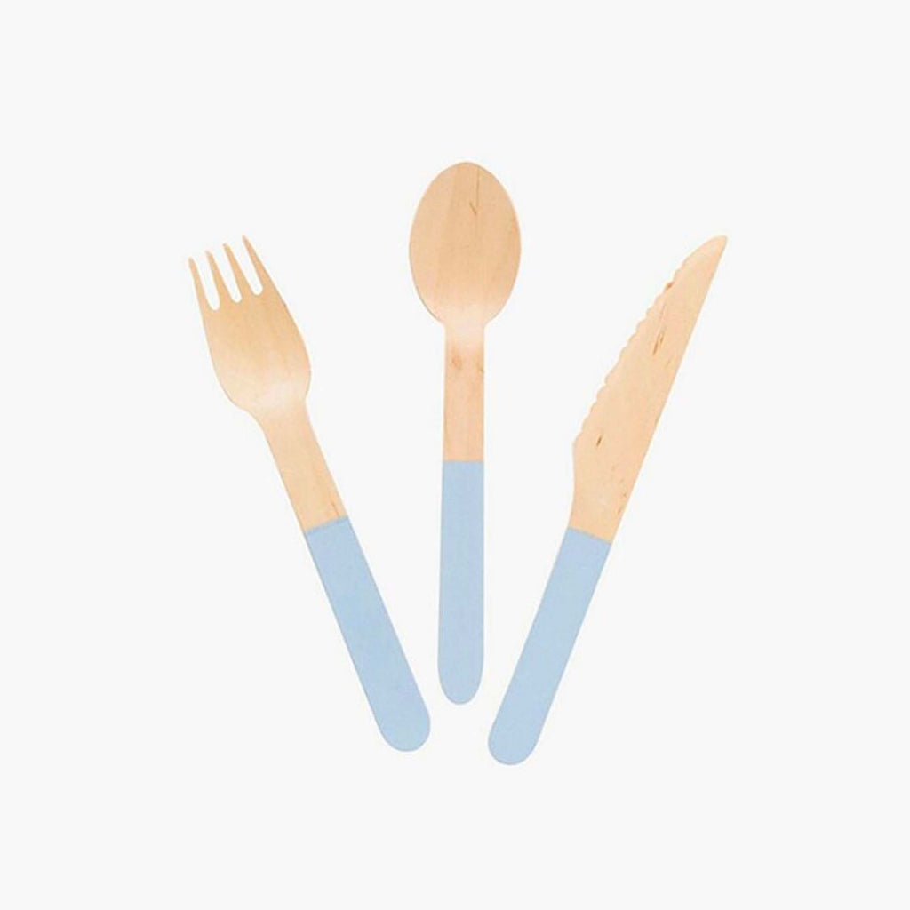 Pastel Blue Wooden Cutlery