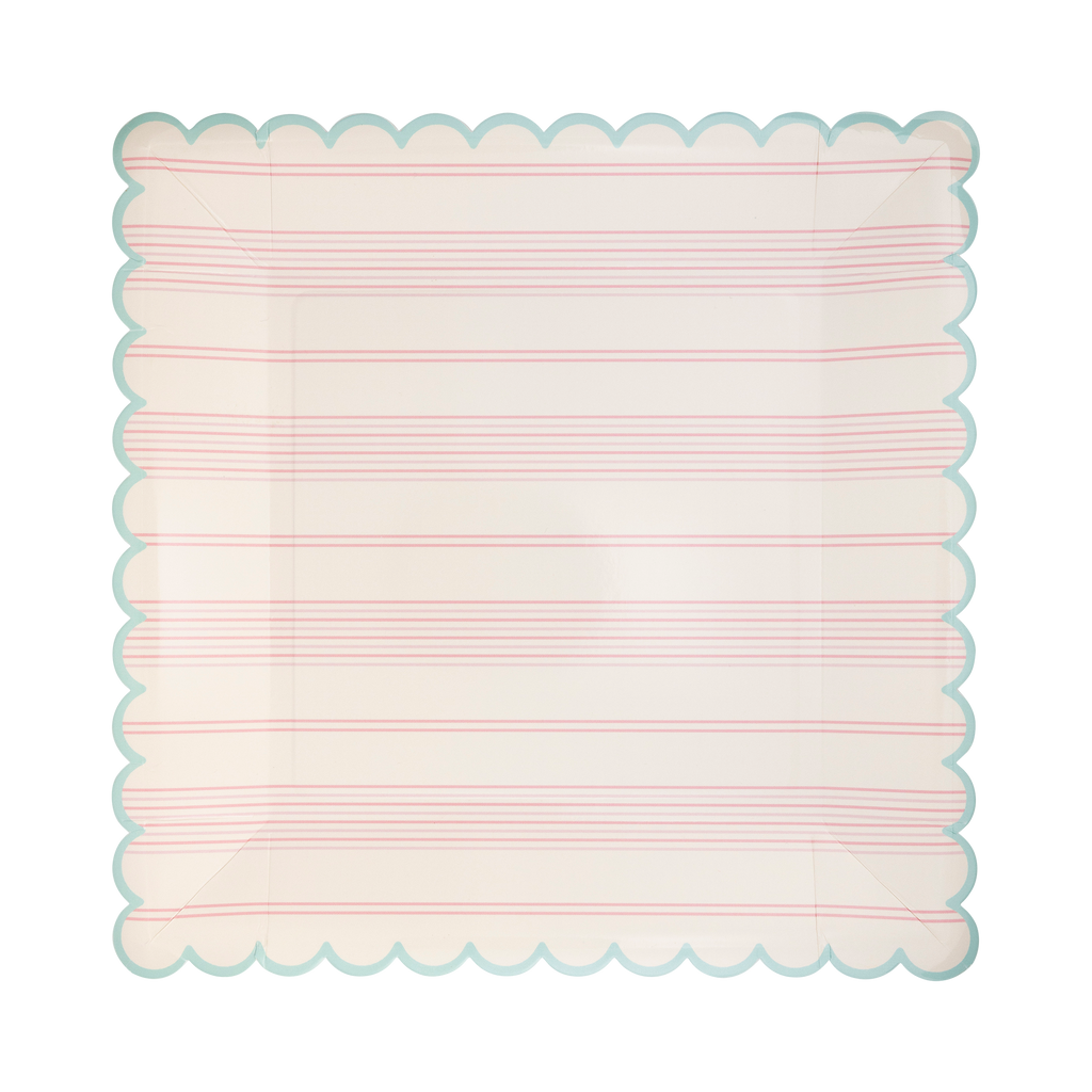 Pastel Striped Paper Plates 9"