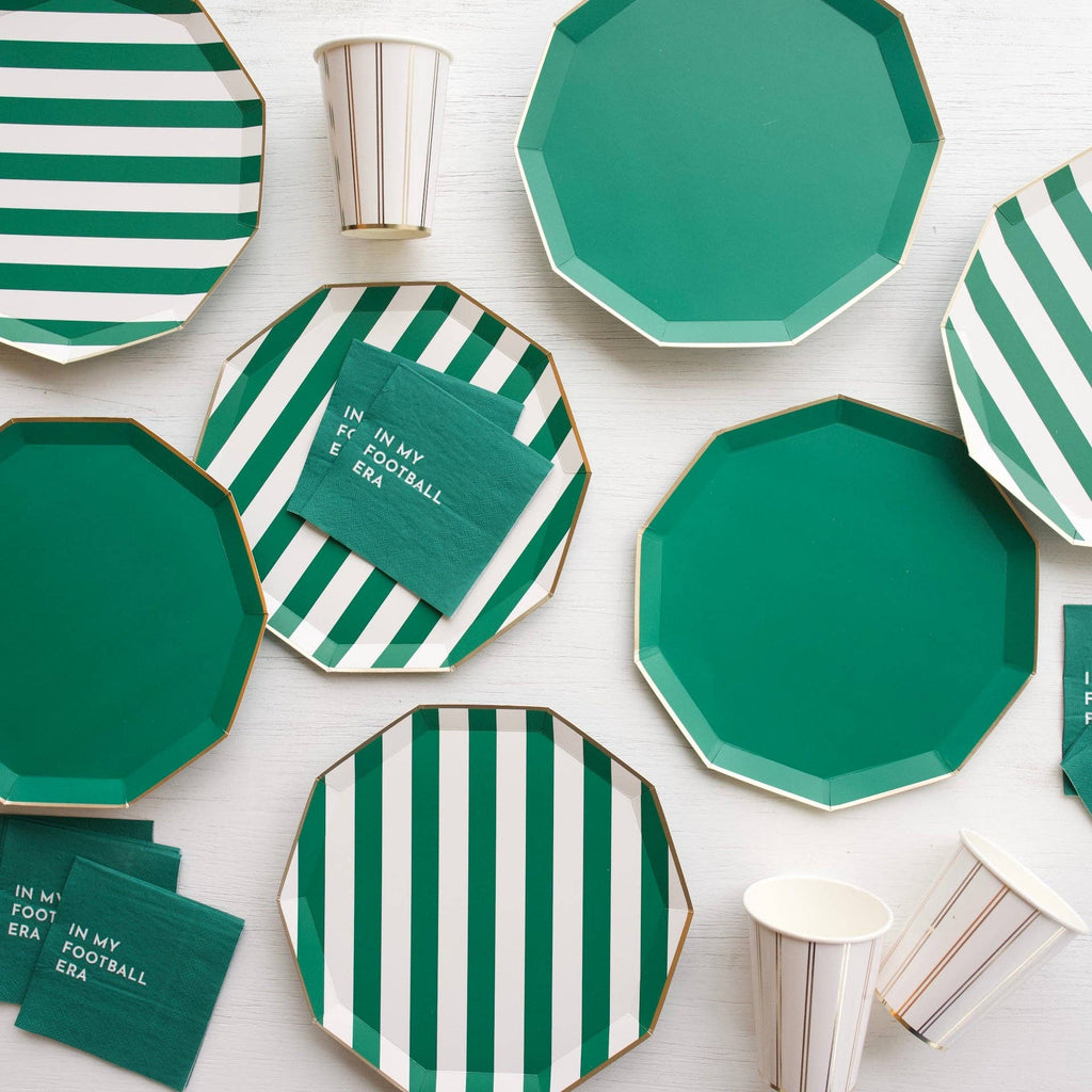 Emerald Green Signature Cabana Stripe Dinner Plates 10.75"