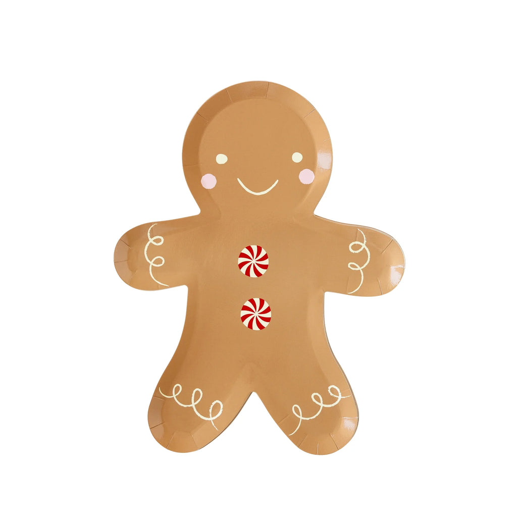 Gingerbread Man Shaped Paper Plates 12"