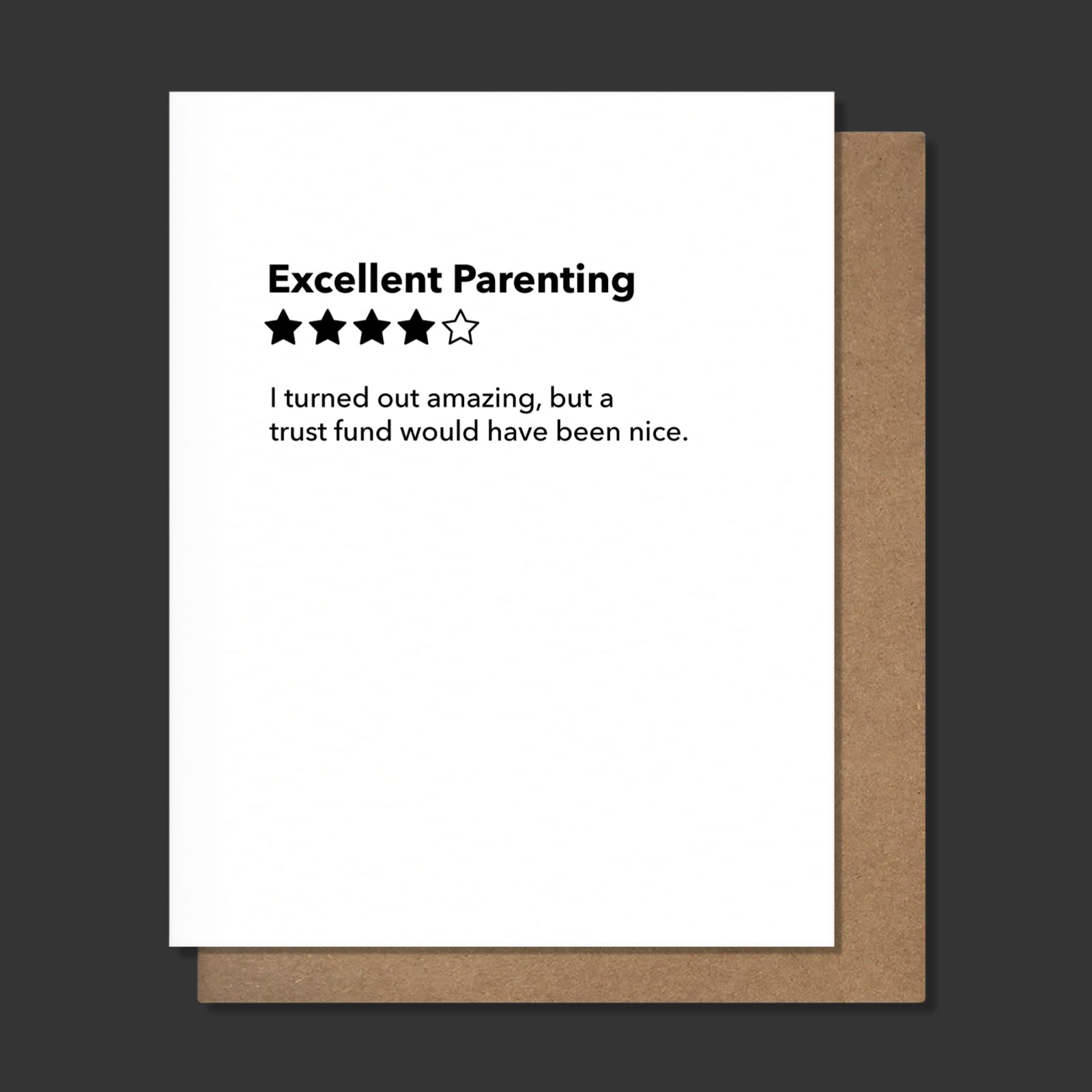 EXCELLENT PARENTING Letterpress Greeting Card