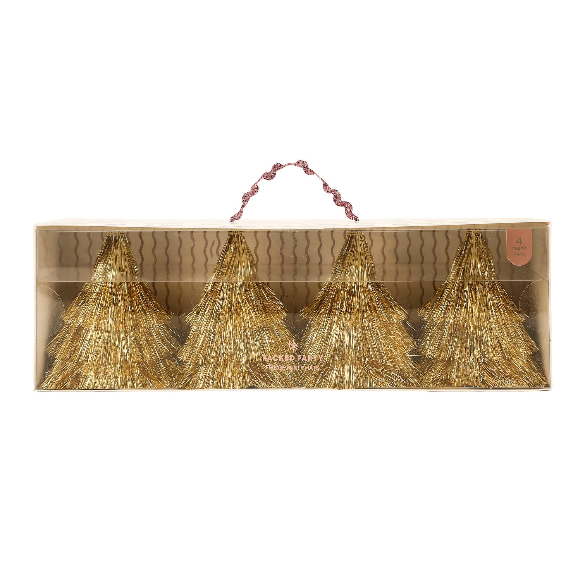 Mini Metallic Gold Fringe Party Hats