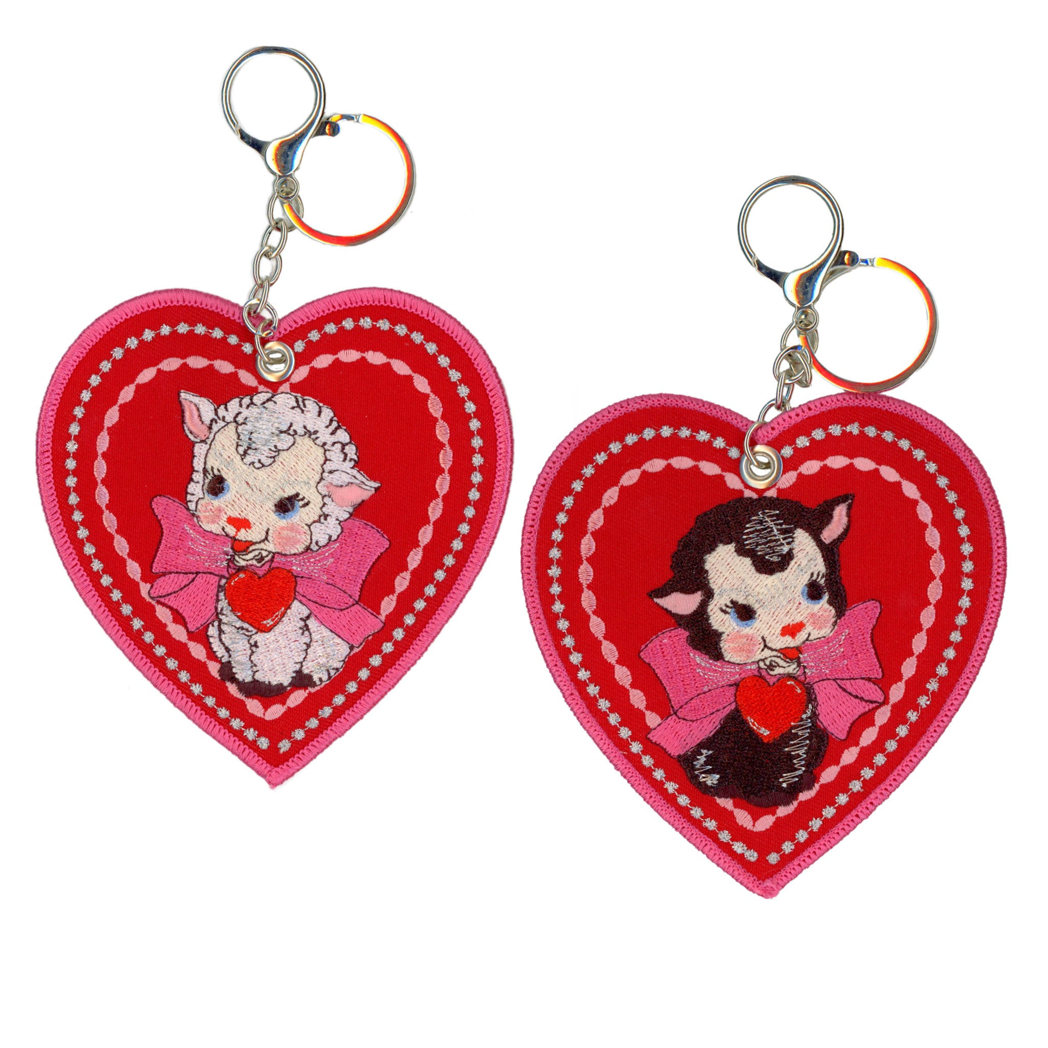 Little Lamb Heart Bag Charm / Keychain