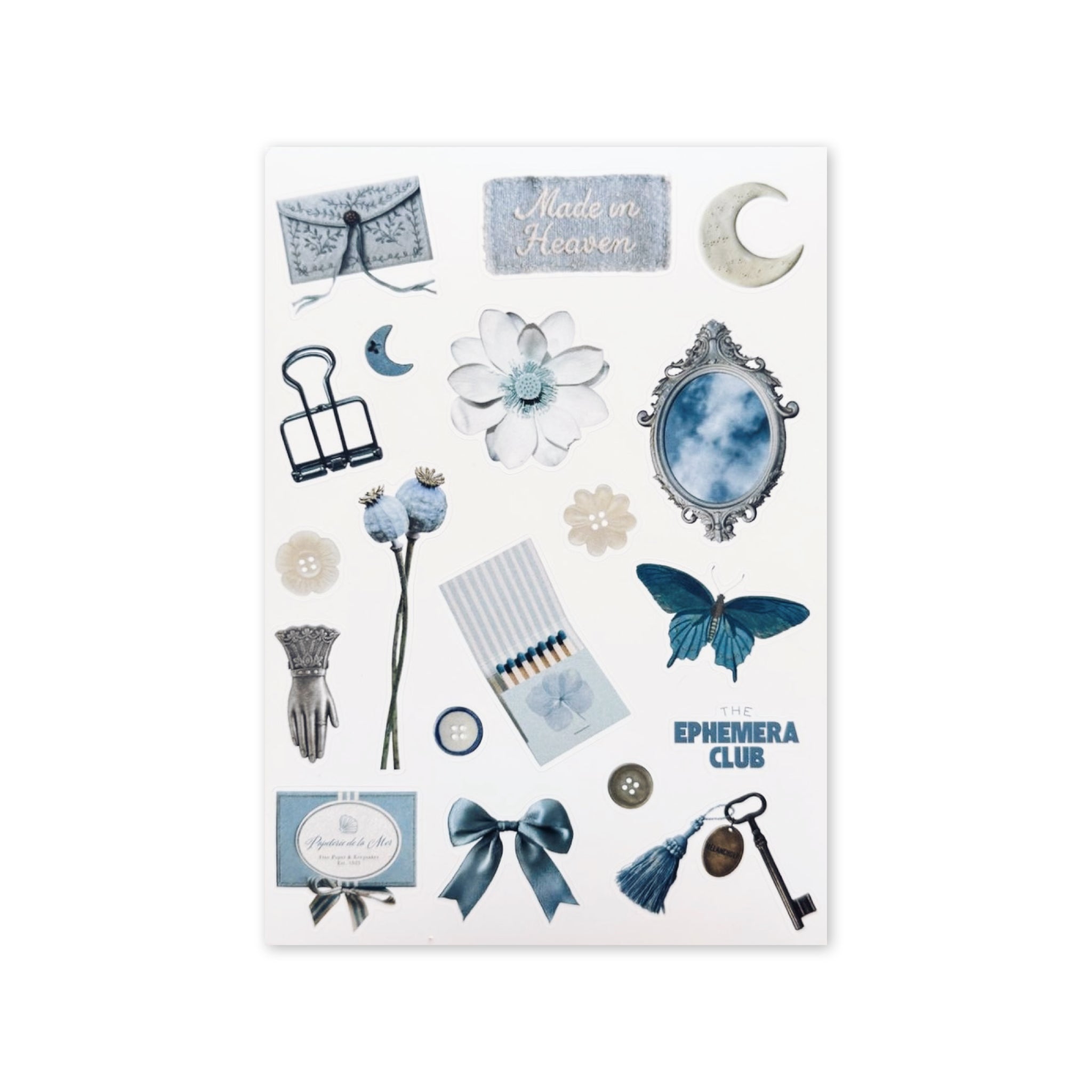 Blue Celestial Junk Journal Sticker Sheet