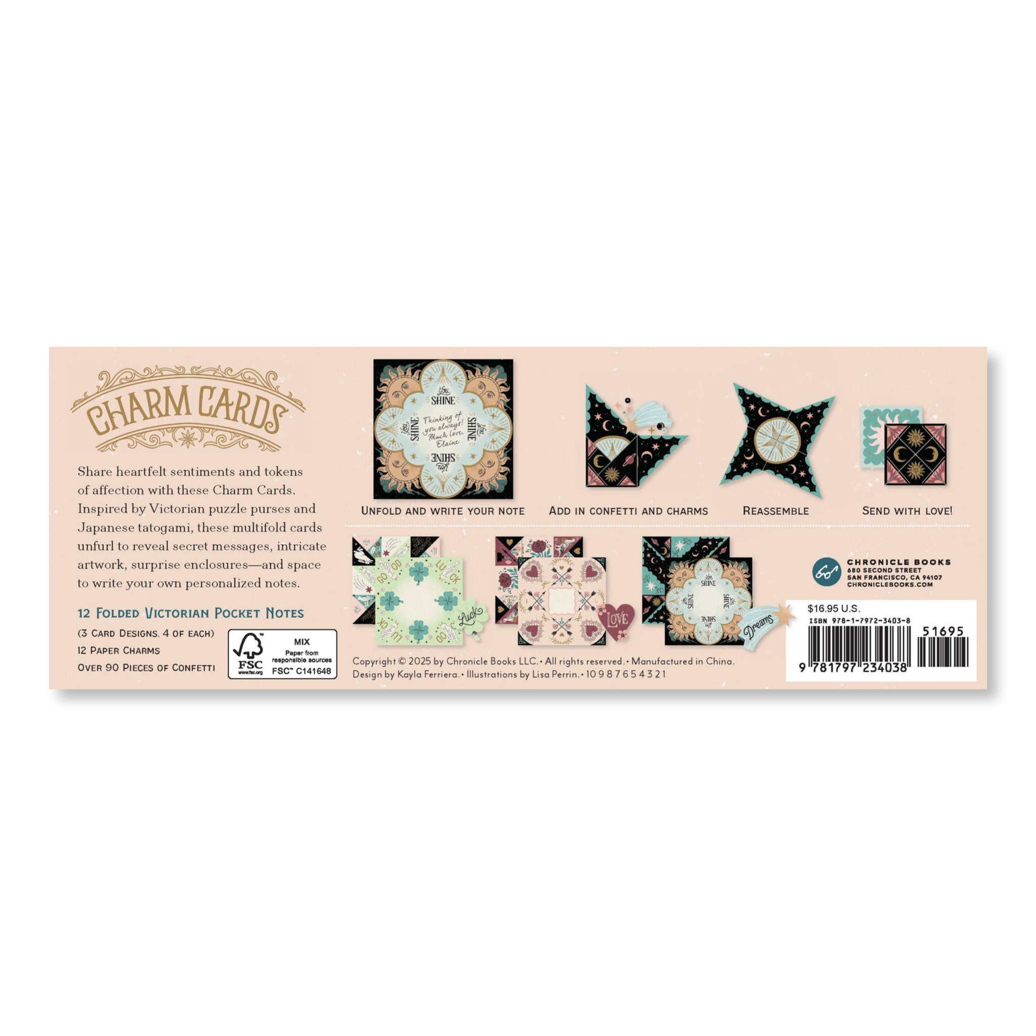 Luck, Love & Dreams Charm Cards: 12 Folded Victorian Pocket Notes