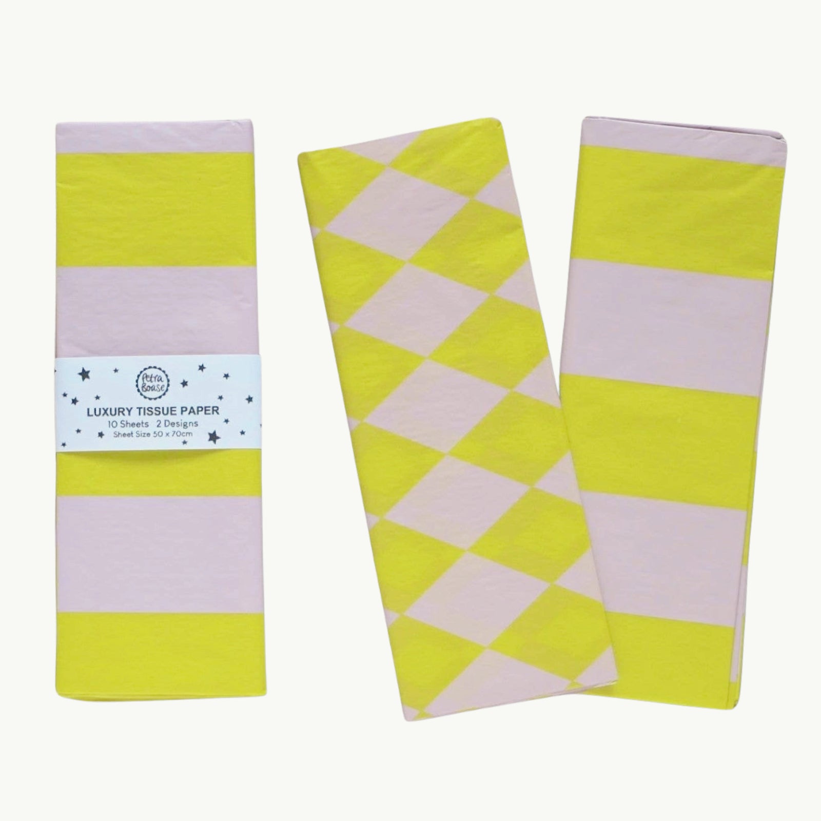 Acid Yellow & Dusty Lilac Patterned Tissue Paper - bubblegum market