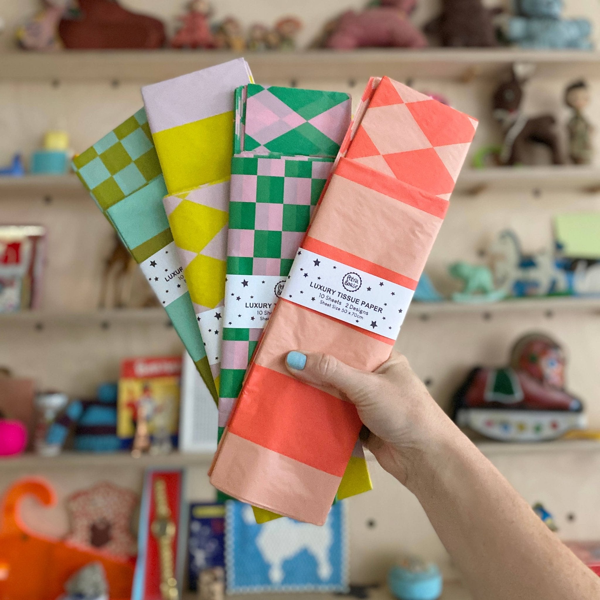 Acid Yellow & Dusty Lilac Patterned Tissue Paper - bubblegum market