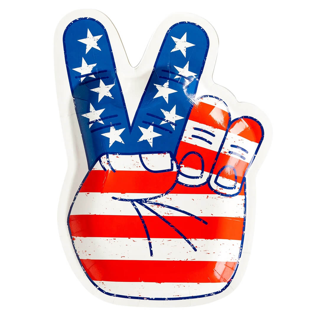American Flag Peace Hand Plates 10" - bubblegum market