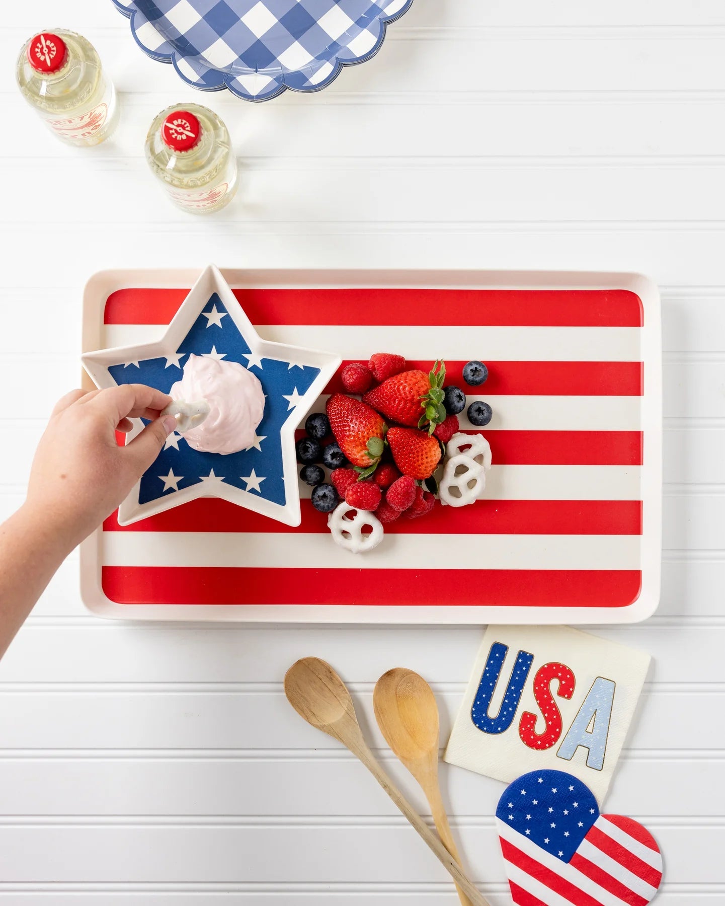 American Flag Stacked Reusable Bamboo Serving Tray Set - bubblegum market