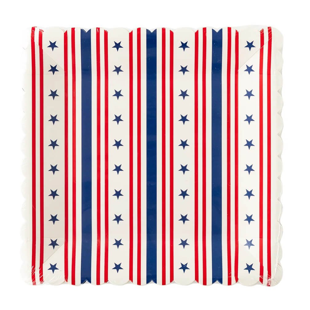 Americana Stars & Stripes Square Scallop Plates 9" - bubblegum market