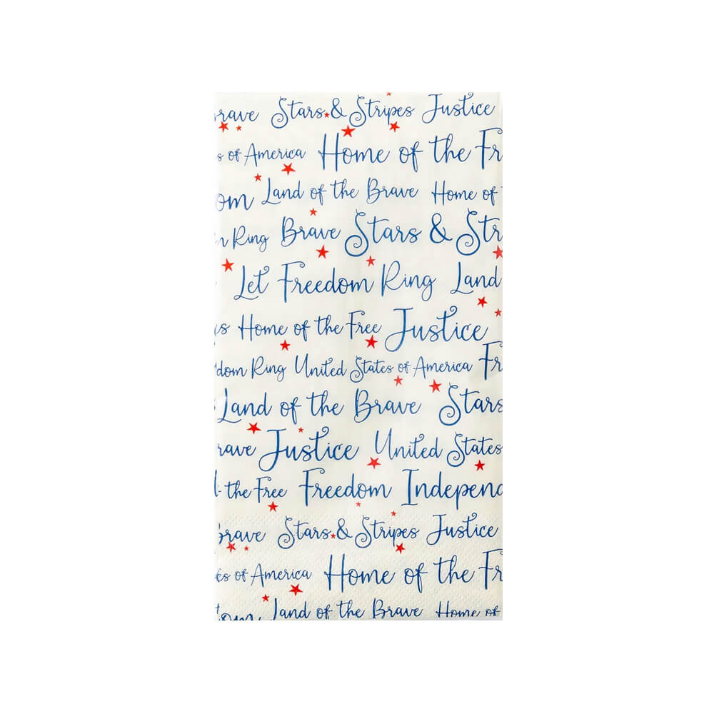 Americana Words Paper Guest Towel Napkins - bubblegum market