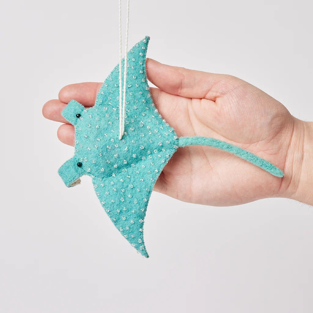Aqua Wave Glider Manta Ray Felt Ornament 7.5" - bubblegum market