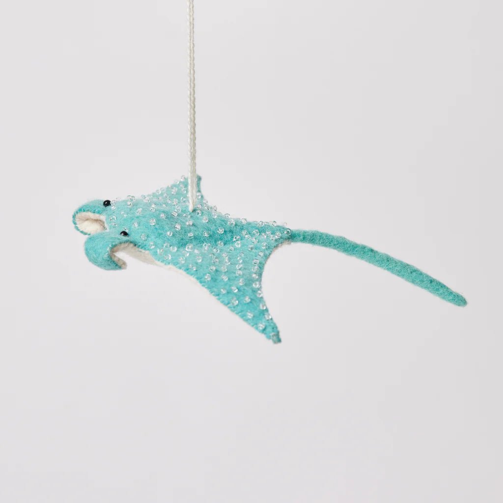Aqua Wave Glider Manta Ray Felt Ornament 7.5" - bubblegum market