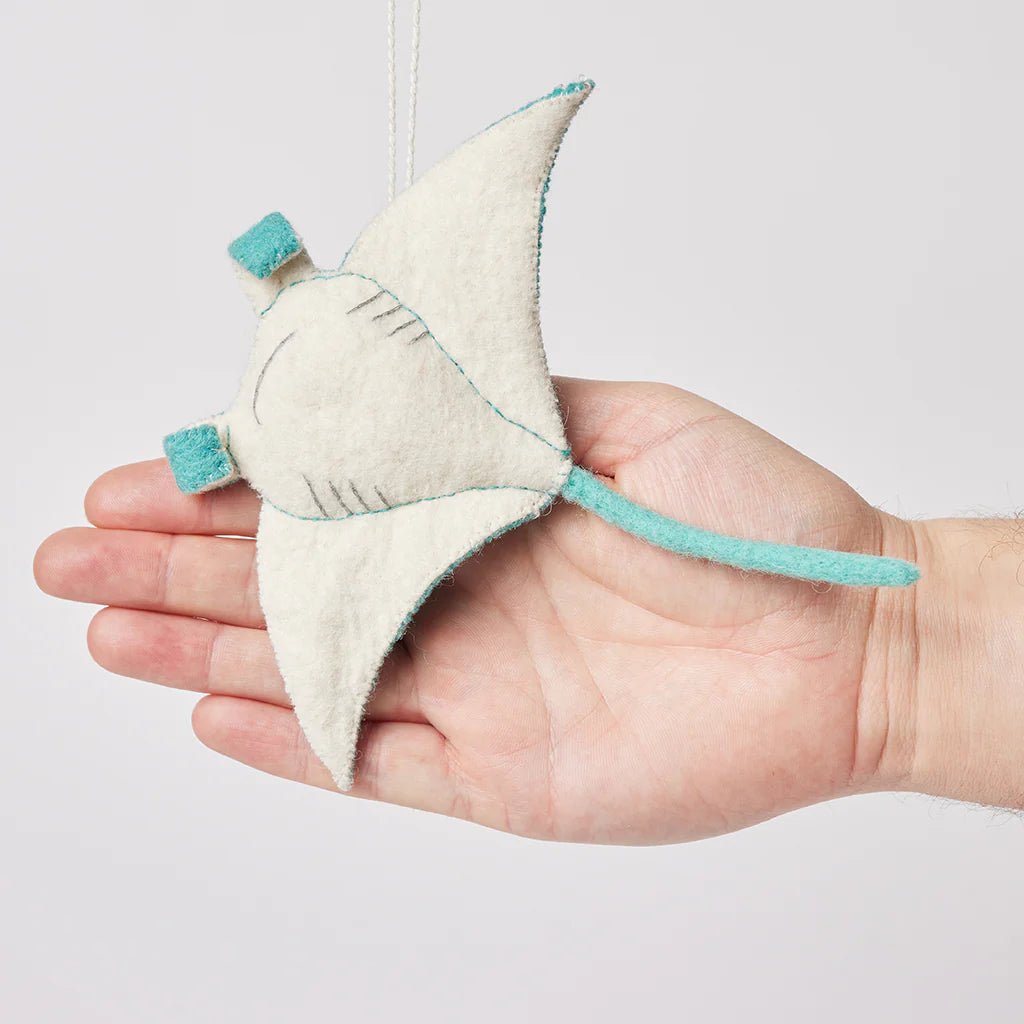Aqua Wave Glider Manta Ray Felt Ornament 7.5" - bubblegum market