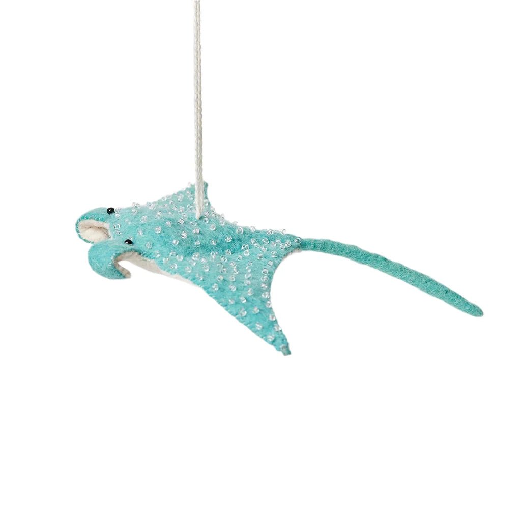 Aqua Wave Glider Manta Ray Felt Ornament 7.5" - bubblegum market