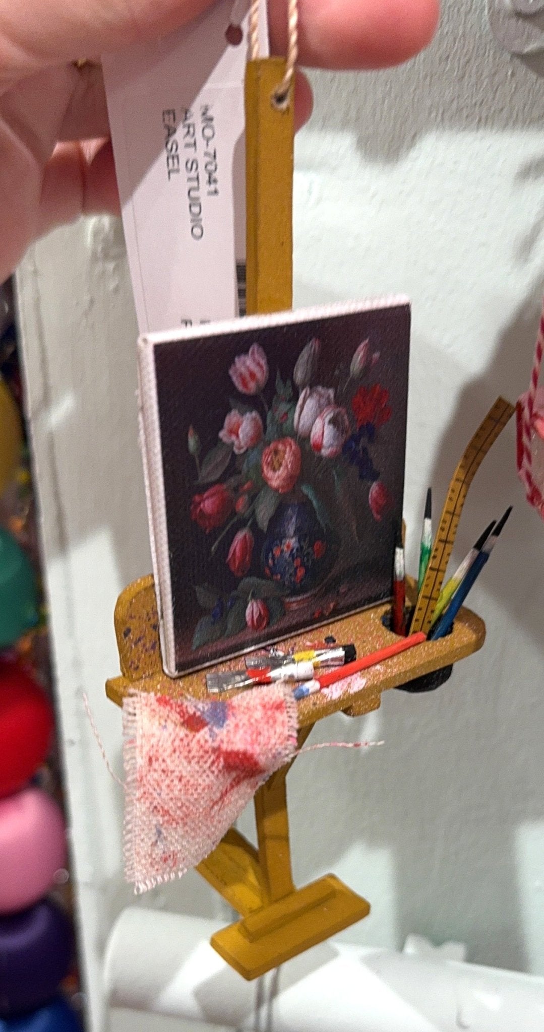 Art Studio Easel Ornament 6" - bubblegum market