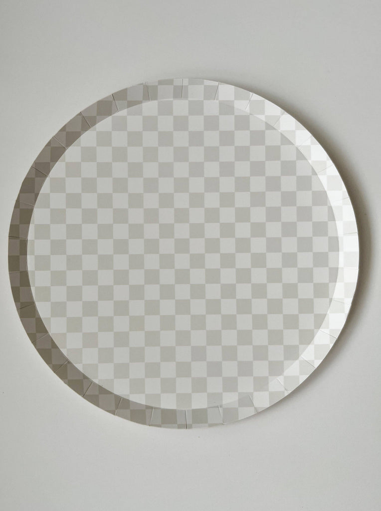 Checkered Light Gray Dinner Plates 10.25"