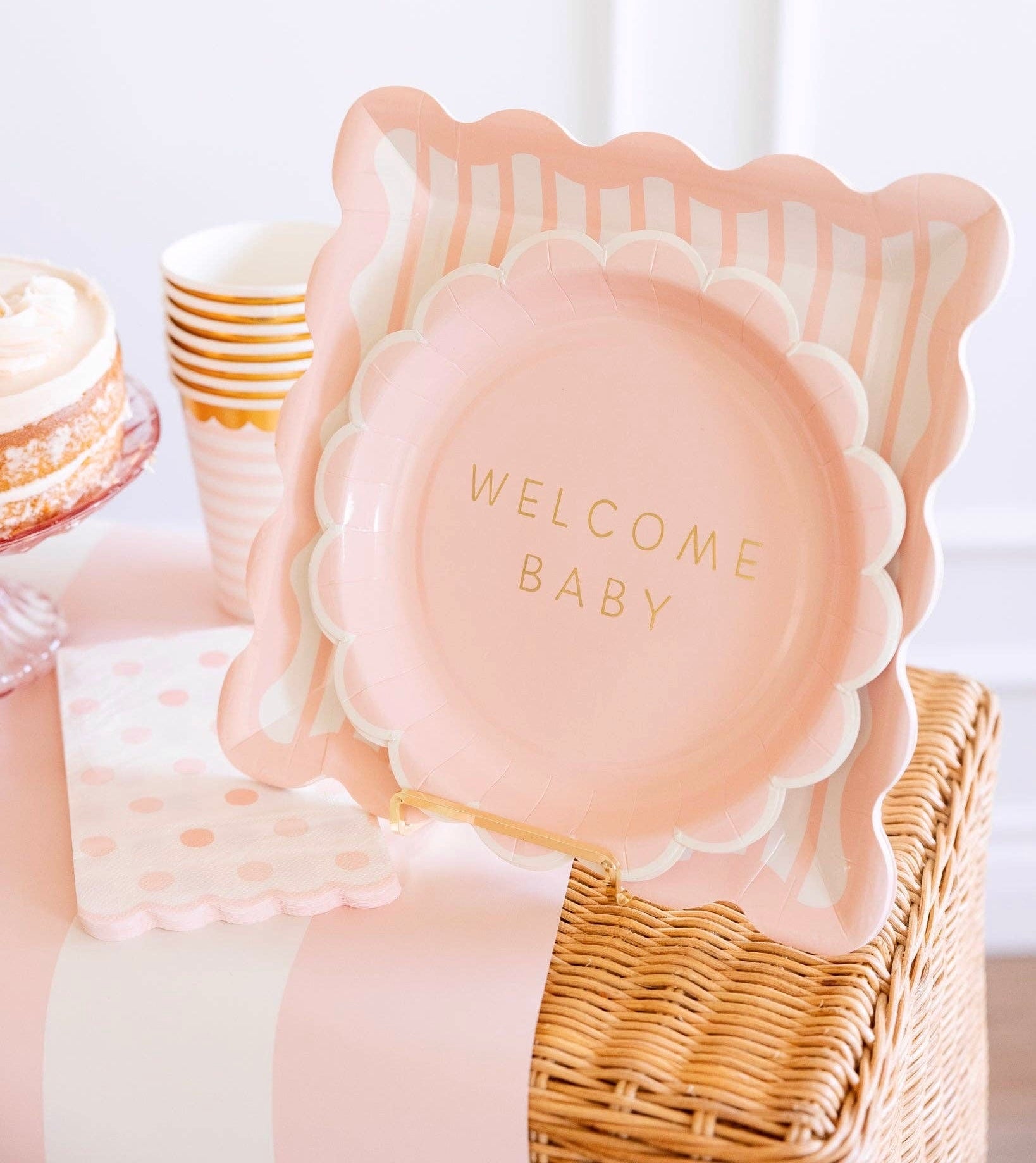 Baby Pink Striped Plates 10" - bubblegum market