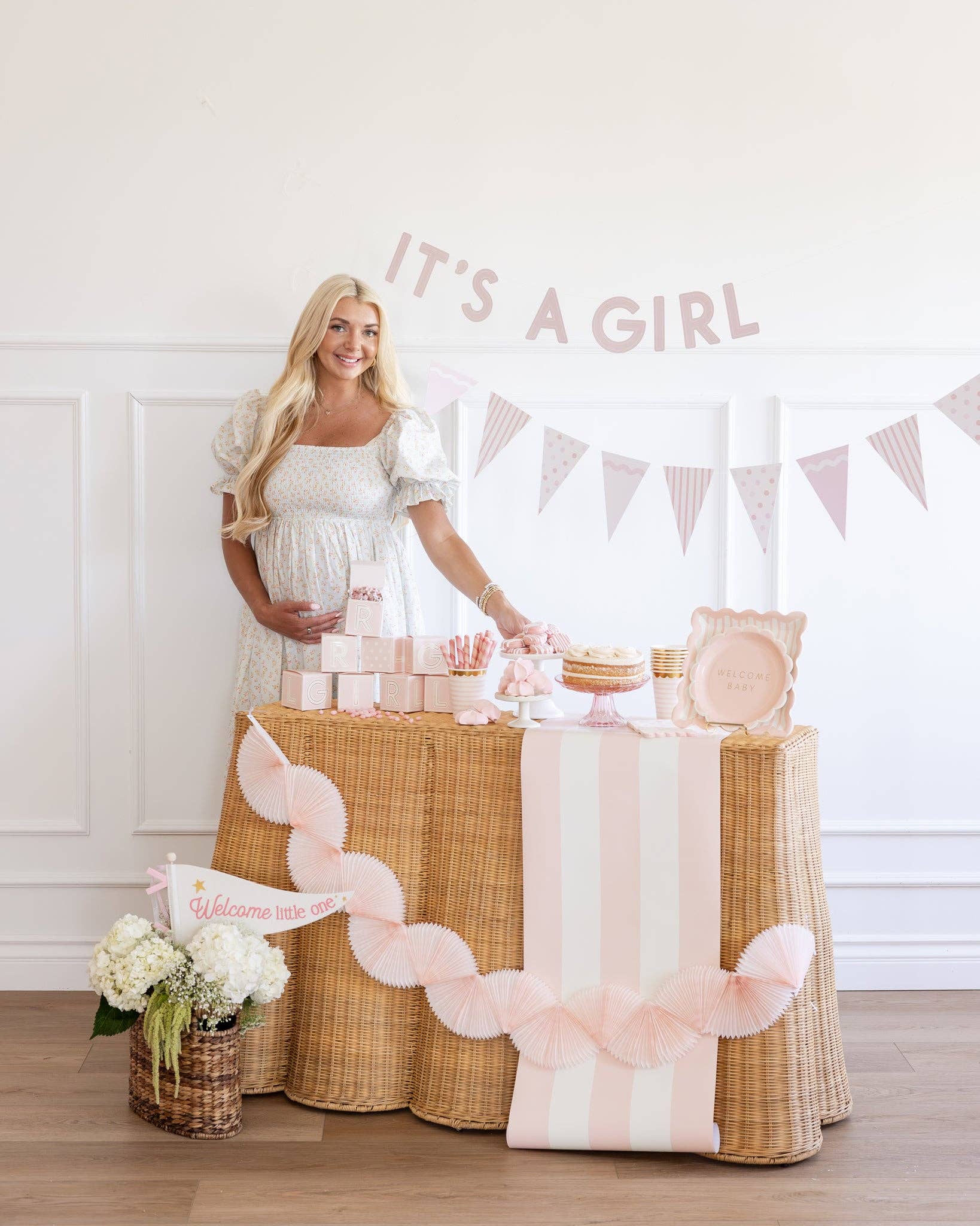 Baby Pink Striped Table Runner - bubblegum market