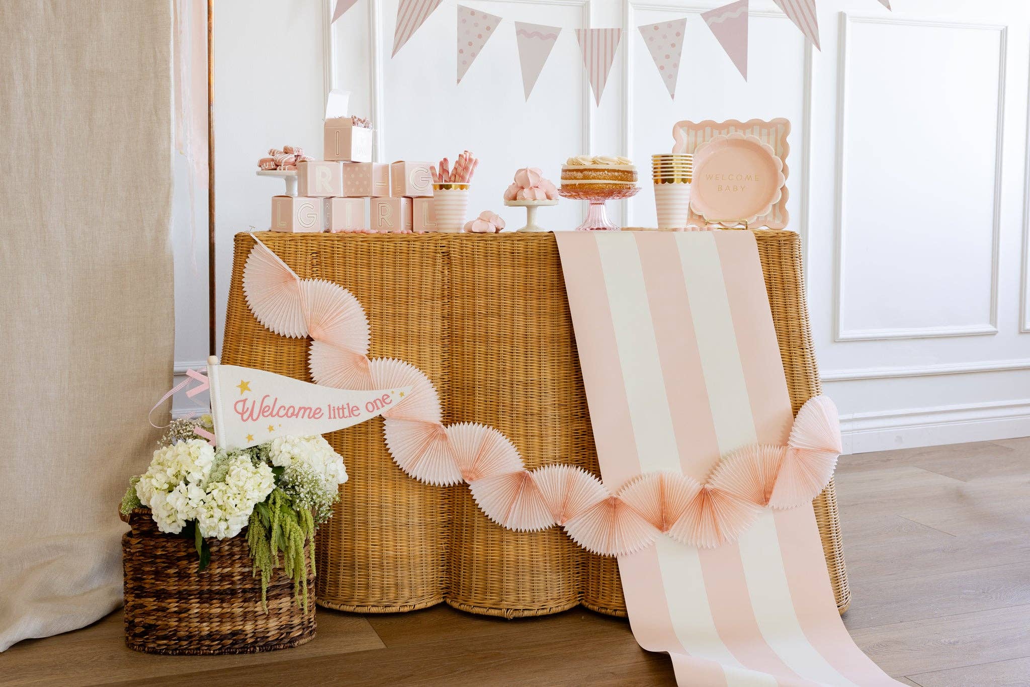 Baby Pink Striped Table Runner - bubblegum market