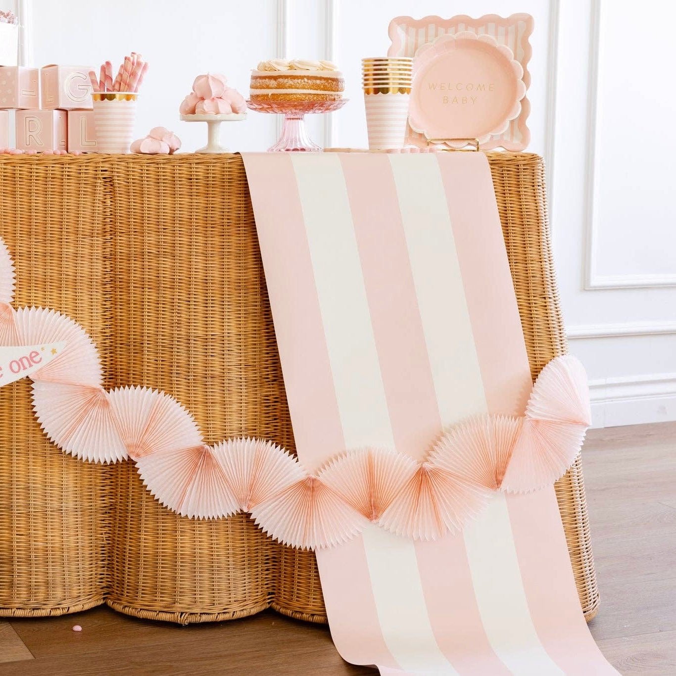 Baby Pink Tissue Paper Bunting Banner - bubblegum market